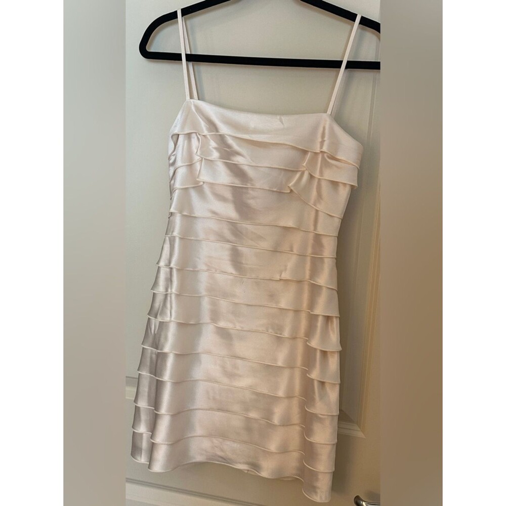 Acler Champagne Ruffle Tiered Mini Fitted Altered Dress women's Sz 4